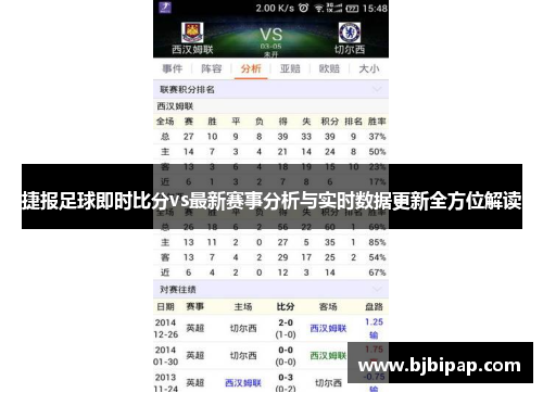 捷报足球即时比分vs最新赛事分析与实时数据更新全方位解读